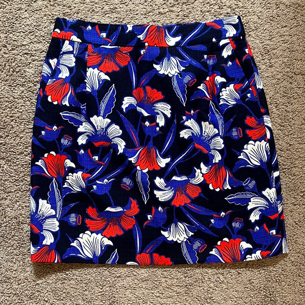 JCREW skirt, size 0, color red/white/blue